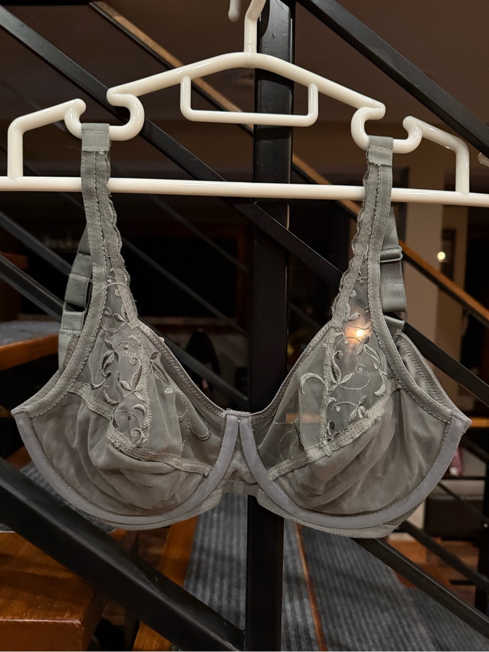 NEW 34E - Green Sheer Embroidered Underwire Bra